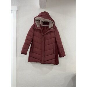 Andrew Marc Walker Jacket Women's Size X-Large Pink Terra Rose Faux Fur Hooded